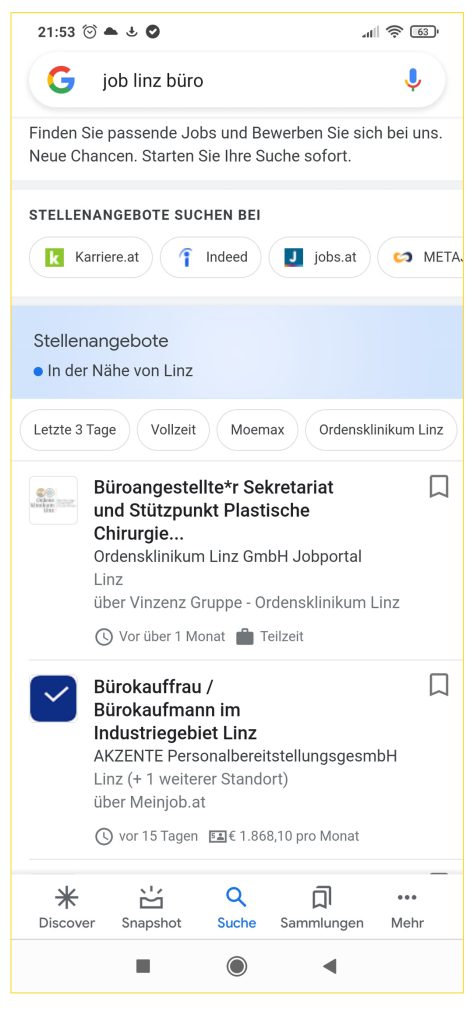 Jobs Linz Google Suche