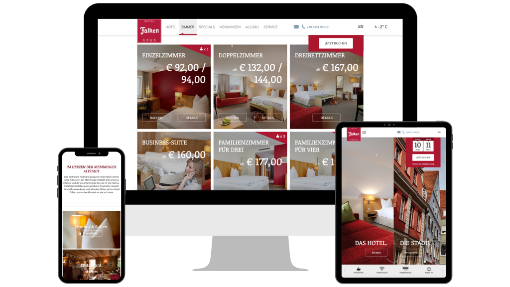Eine verkaufsstarke Hotelwebsite: Hotel Falken, Memmingen